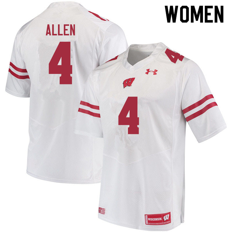 Wisconsin Badgers Women's #4 Markus Allen NCAA Under Armour Authentic White College Stitched Football Jersey XR40W61XJ